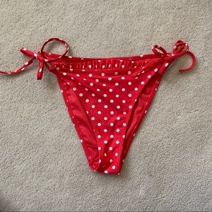 White and Red Polka Dot Bikini Bottom